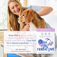 Native Pet Goat Milk for Dogs - Organic Goat Milk Powder for Dogs and Cats - Puppy Formula Dairy Replacement Packed with Protein & Vitamins for Immunity, Recovery & Growth for Active Pups - 120 Scoops