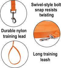 Hi Kiss Dog/Puppy Obedience Recall Training Agility Lead - 30 Feet / Orange - image 3