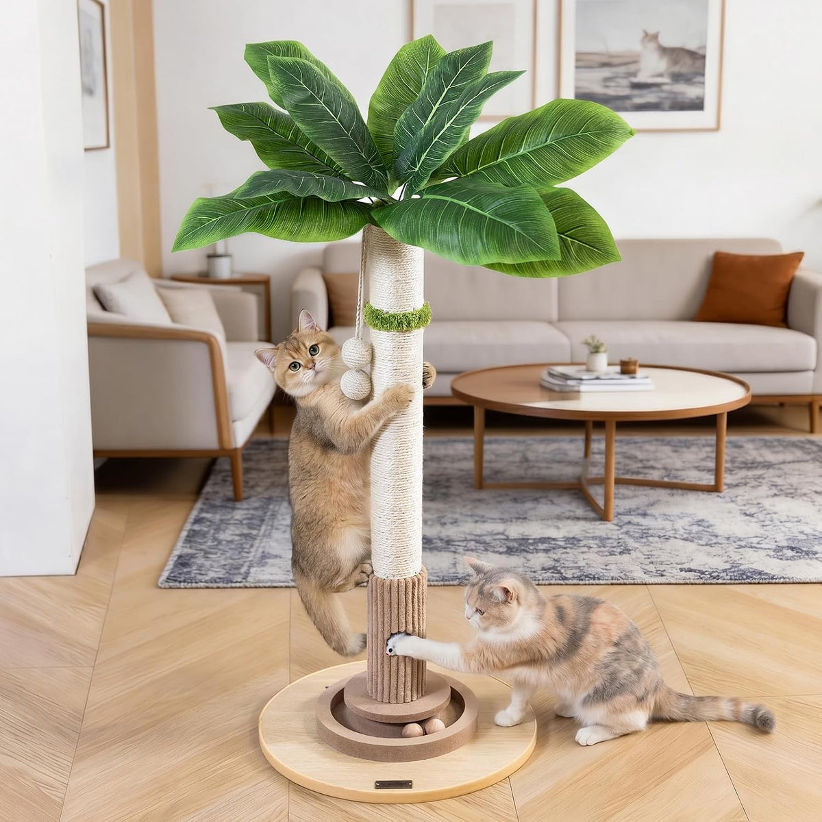 Tall Cat Scratching Post, Cat Toys - Beige - image 2