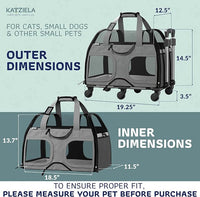 Katziela Pet Carrier - Airline Compliant Dog TSA for Small Dogs and Cats Soft FAA Travel Airplane Luggage (Gray/Black)