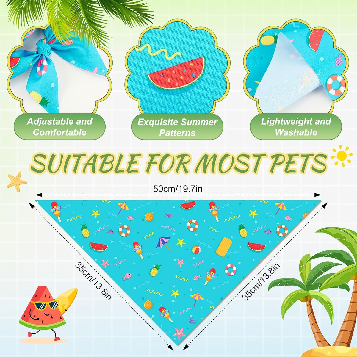 Abbylike 50 Pcs Halloween Dog Bandanas Bulk - Summer / 19.7 x 13.8 x 13.8'' - image 3