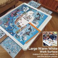 Playboda 1500 Pieces Rotating Plastic Puzzle Board with Drawers - Gray Drawers - image 4