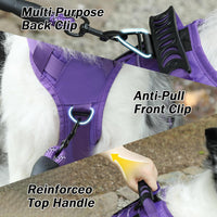 No Pull Tactical Dog Harness Medium Sized Dog, Service Dog Vest - Large(Chest:27.5-44.9",Neck:18.9-26.8") / Purple - image 4