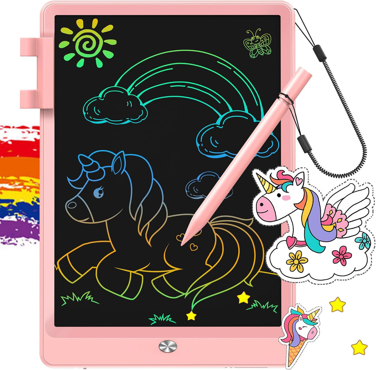 FLUESTON LCD Writing Tablet for Kids - 11"W x 7.5"H / Cute Pink