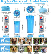Dog Paw Cleaner Cup with Detachable Top Brush for Large & XL Dogs – Essentials for Dogs - Large(3Towels&Brush) / Blue - image 4