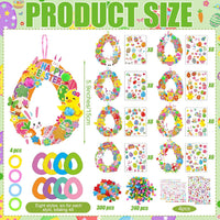 Hollowfly Thanksgiving paper wreath craft kits with gem stickers, ribbons and wool balls - view 30