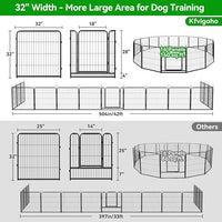 Dog Playpen Outdoor Extra Wide 16 Panels Heavy Duty Dog Fence 32" Height Anti-Rust with Doors Portable for RV Camping Yard, Total 42FT, 140 Sq.ft, Snowy Black