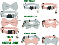 Cat Collar Breakaway Bowtie Safety with Bell Adjustbale Kitten Puppy - A-[2pcs] Pink & Blue Grey - image 3