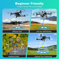Drone with 1080P Camera, Foldable Remote Control Quadcopter for Adults Beginners, Mini Drone - Black Blue - image 3