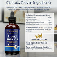 Rx Vitamins Liquid Immuno - with L-Lysine for Cats and Dog Health - Reishi Mushroom Supplement for Dogs & Cat Immune Support - Vitamins for Dogs and Dog Eye Supplements with Lutein - Chicken (2oz)