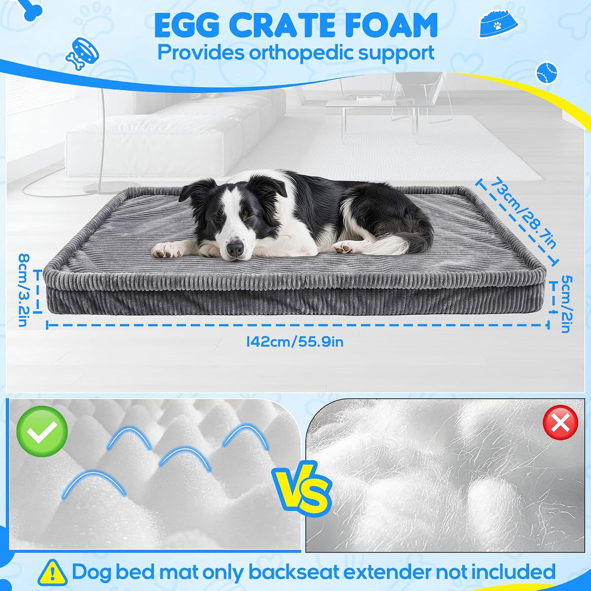 Dog Car Bed, Non-Slip Backseat Extender Pet Mat 50"x24.6"x2" – Essentials for Dogs - XL new（56"Lx28.7"M×2"H) / Dark Gray - image 3