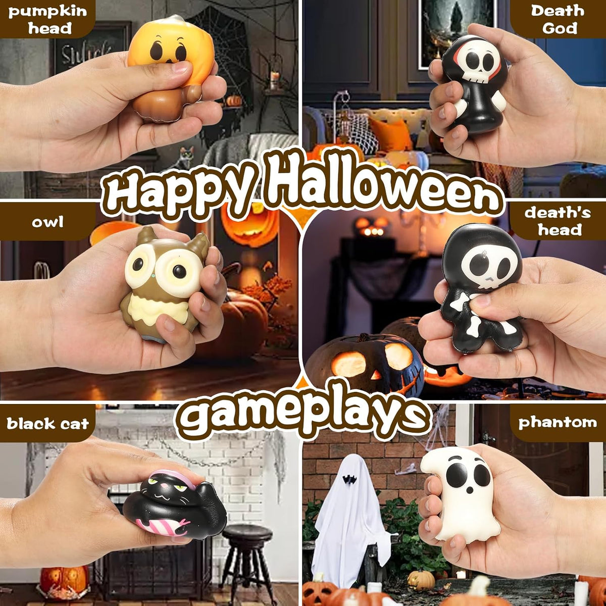New 6 Packs-Halloween Squishies Toys Slow Rising - 6pcs-3 - image 3