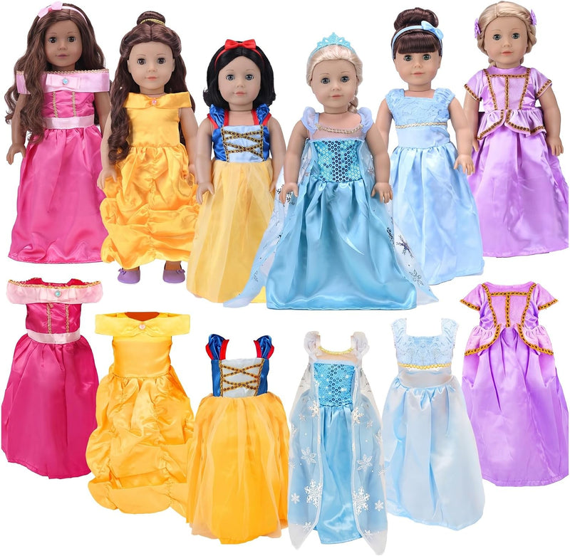 American 18 inch Doll Clothes Accessories 6Sets Different Princess