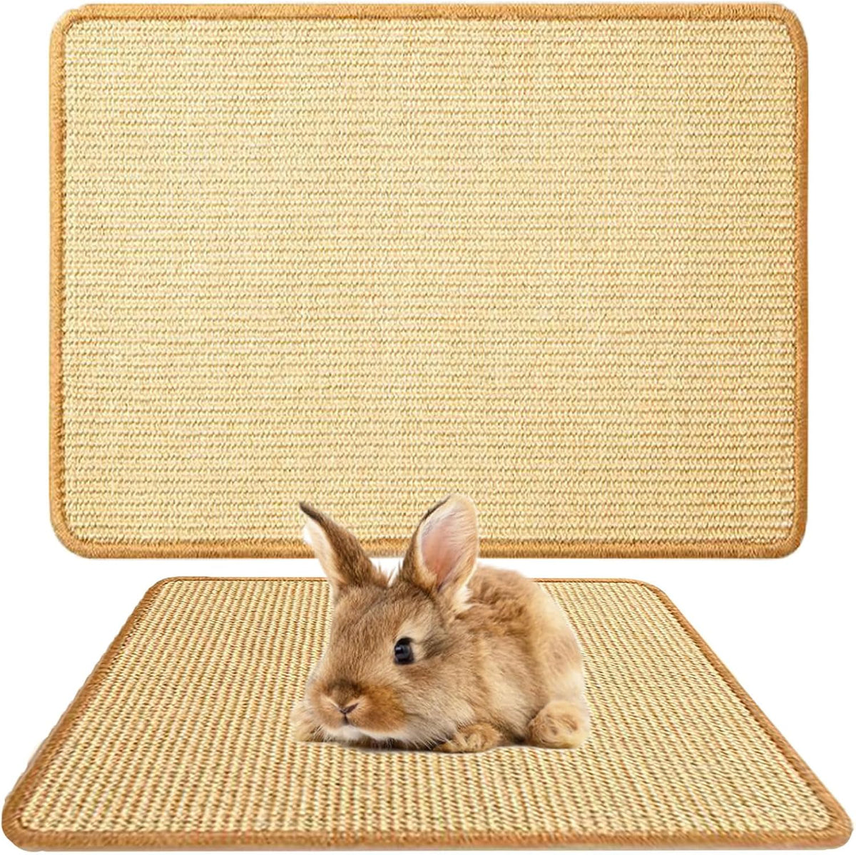 2PCS Rabbit Scratch Mat, Natural Bunny Pad Claws and Teeth Care - Natural 1pcs / 24"x16"