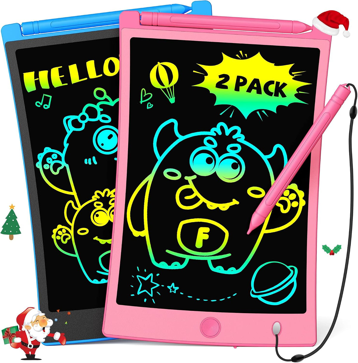 TEKFUN 2 Pack LCD Writing Tablet with Stylus - Blue+pink+2pack / 8.5 inch