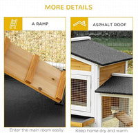 PawHut 90.5" Wooden Rabbit Hutch Bunny Cage Pet Playpen House Enclosure with Double Side Run Boxes, No Leak Tray, Ramp, for Rabbits, Chickens, Ducks, Guinea Pig and Small Animals, White