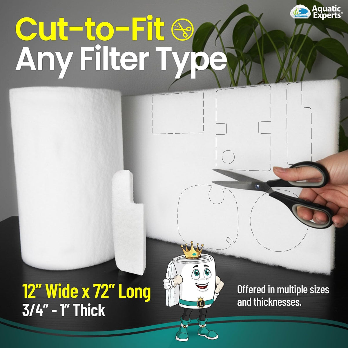 Aquatic Experts Aquarium Filter Floss for Fish Tank Filters - Standard / 12 Inch Wide x 72 Inch Long - image 2