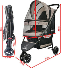 ROODO Escort 3 Wheel Dog Cat Pet Stroller for Small/Medium Dogs Cats - Grey / 33x37 Inch (Pack of 1) - image 3