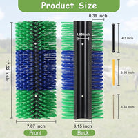 Livestock Scratching Brush, 17.5 x 7.8 Inch Goat Brushes for Grooming, Horse Brushes for Shedding, Livestock Brush with 4 Screws Great for Horse, Elk, Cattle, Pig, Sheep（Green）