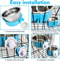 2PCS Stainless Steel Dog Bowls Set Removable Puppy Food and Water - 2 PCS / Size: M (Blue, Pink) - image 4