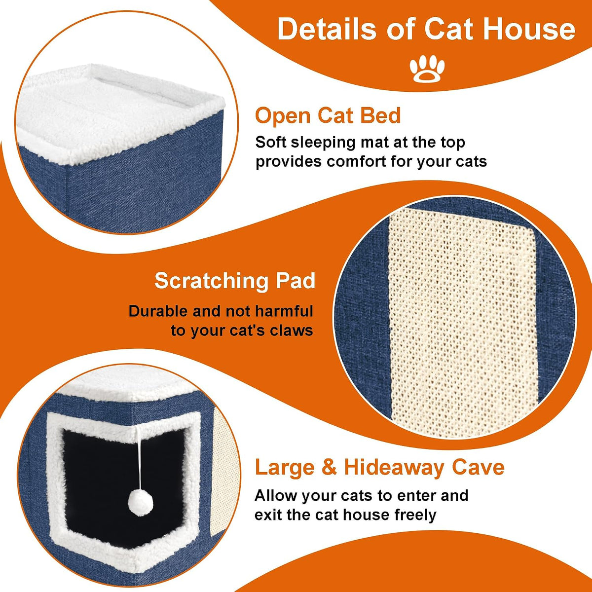 Loyareal Cat Houses for Indoor Cats - S / Navy Blue - image 4