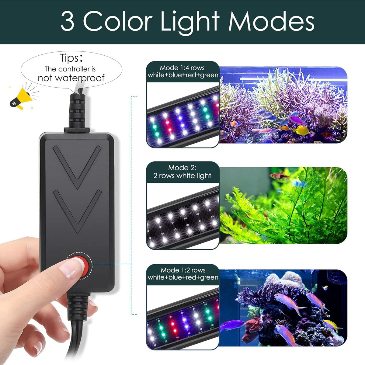 AQQA Aquarium Light, Full Spectrum LED Fish Tank Lights - 14W (12"-18") - image 2