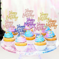 24 PCS Happy Birthday Cupcake Toppers Glitter Picks for Celebrating - Multi 6 Colors-2 - image 4