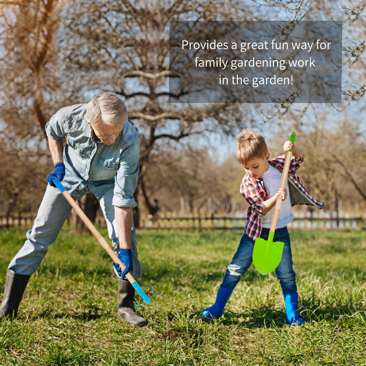 7PCS Kids Gardening Tools, Long Shovel, Rake for Leaves, Spade - Colorful - image 4