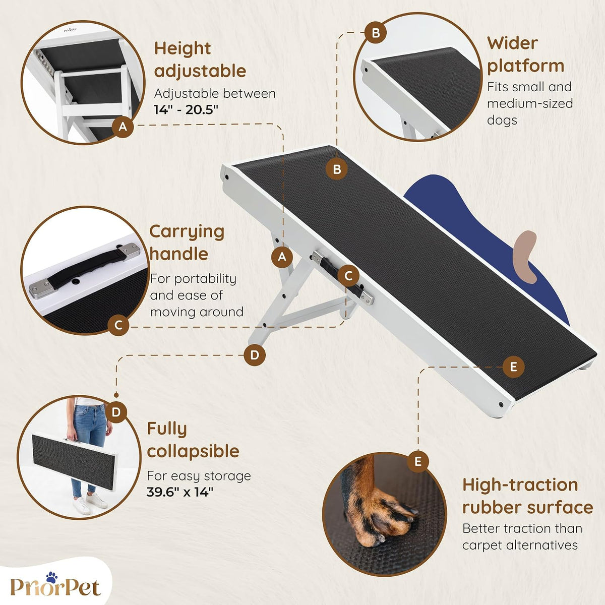 Dog Ramp for Couch, Non-Slip - White - image 4
