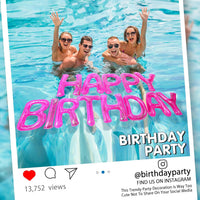 Shappy Happy Birthday Pool Floats Balloon – Fun for Kids & Family - Hot Pink / 20'' / Sequins - image 3