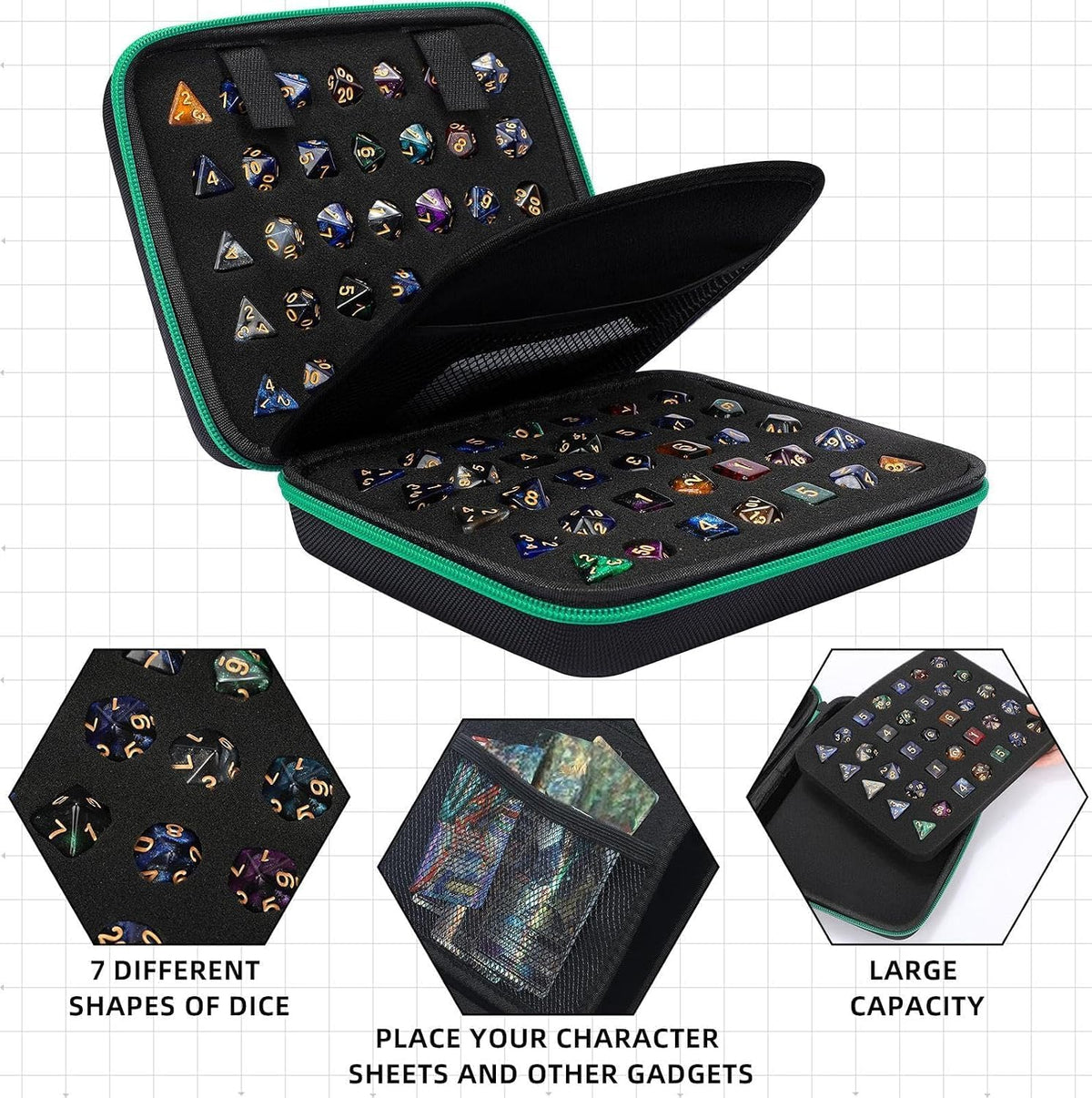Aoriher 1 Pcs Dice Case with Removable Slotted Tray - Purple,Green - image 3