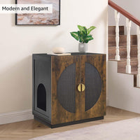 unipaws Cat Litter Box Enclosure Furniture - Rustic and Black / Extra Tall - image 3