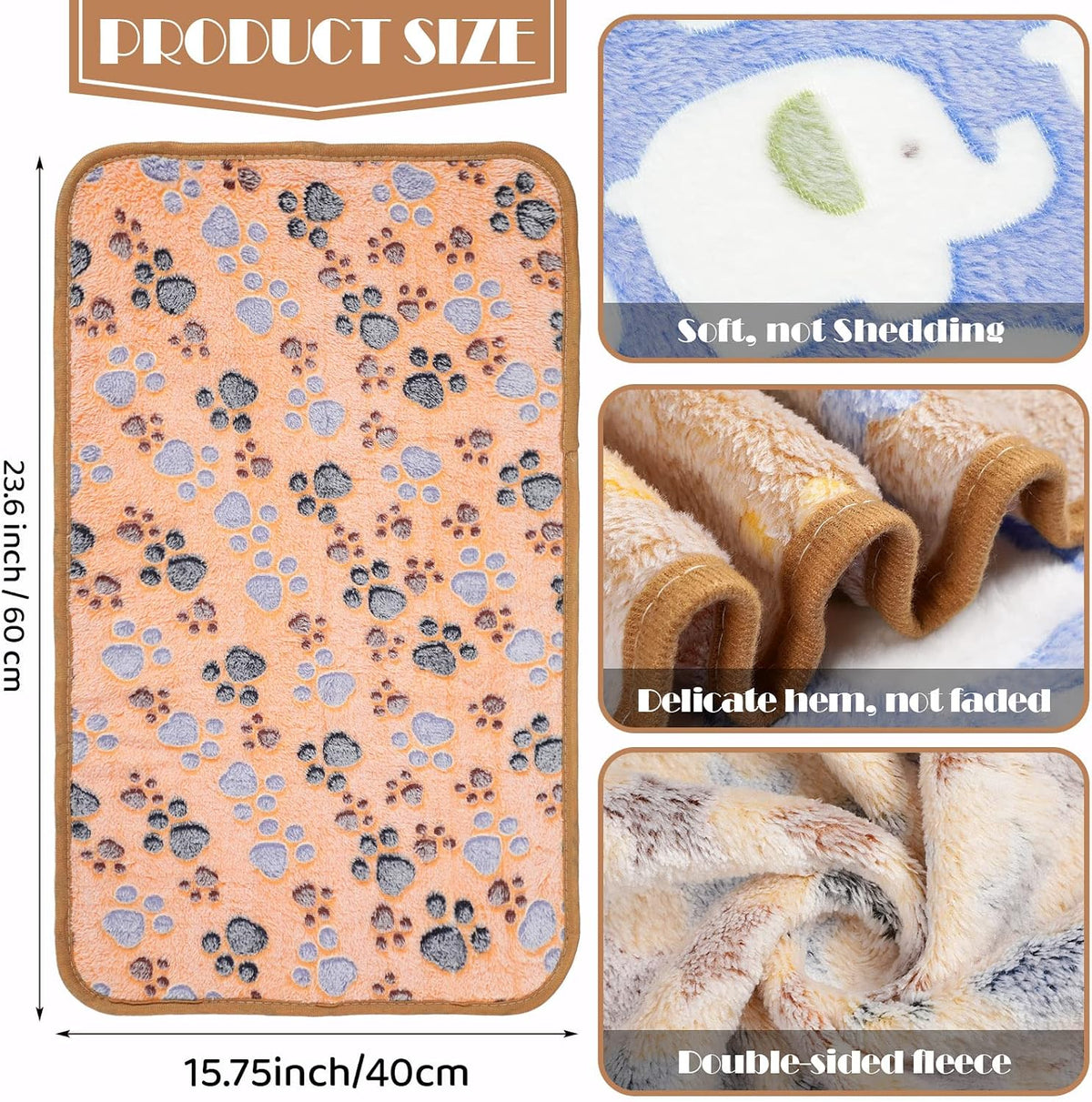 Tatuo 12 Pcs 30x20 in Puppy Dog Blankets Fleece Cat Pet Blankets Soft - 16 x 24 Inch - image 2