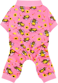 Dog Pajamas Onesie: Comfortable Four-Legged Apparel for Small - Pink Cute Little Bee / 2XL-(28~37lb) | Chest(~25.5")