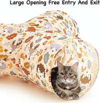Tempcore Pet Cat Tunnel Tube Cat Toys 3 Way Collapsible, Cat Tunnels for Indoor Cats，Kitty Tunnel Bored Pet Toys Peek Hole Toy Ball Puppy, Kitty, Kitten, Rabbit Beige Deer