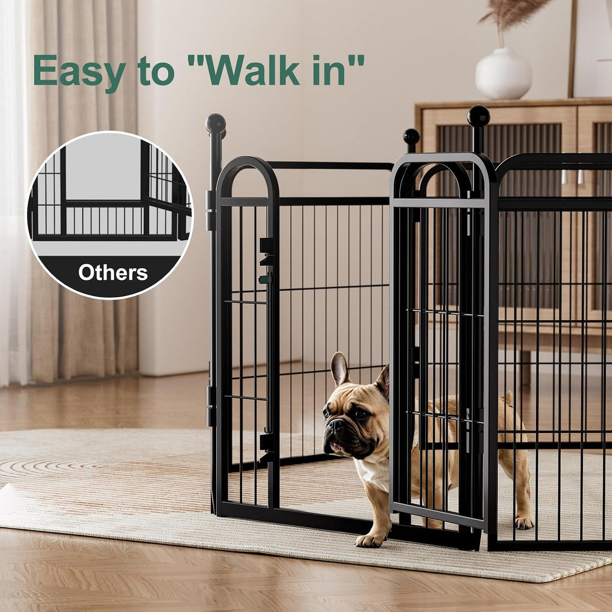 Gardner Pet Dog Playpens, 24" H 16 Panels Dog Pen Outdoor/Indoor Dog Fence Exercise Pen for Small - Black / 8 / 40"H - image 4