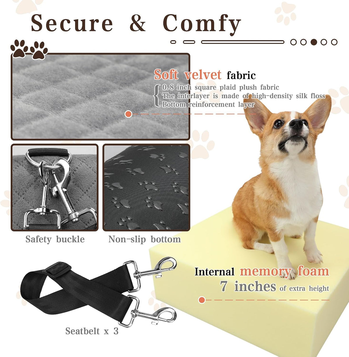 Dog Booster Car Seat for Small/Medium Dogs up to 30 lbs - grey - image 4