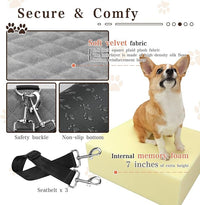 Dog Booster Car Seat with 7 Inches of Interior Height,Elevated Pet Car Seat for Small/Medium Sized Dogs,Puppy Portable Car Seat,Washable Removable Cover Travel Safety Car Seat,Easy to Use(H-Grey)