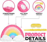 Mushroom Pinatas Bundle with a Blindfold and a Bat - Rinbow - image 3