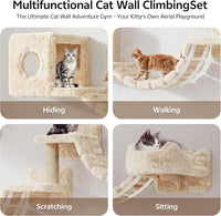 Cat Wall Shelves, 9-in-1 Wood Cat Wall Furniture Set, Burlywood – Essentials for Cats - Beige / 9 Piece Set - image 3