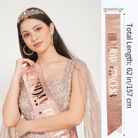 CIEHER Princess Crown and Birthday Sash Set - Rose Gold - image 4