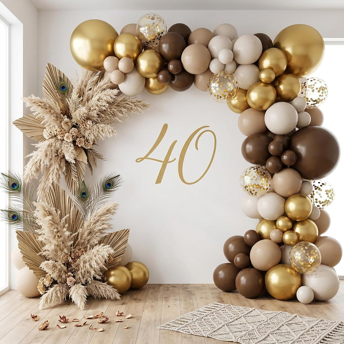 RUBFAC Gold Balloons Different Sizes Chrome Gold Balloon Arch Kit - Brown Series - image 4