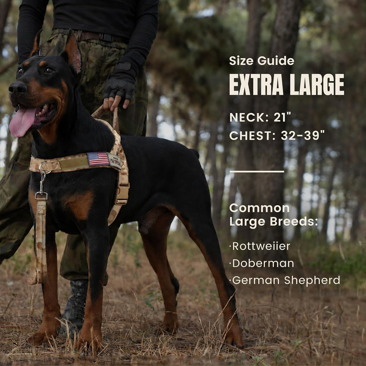 Forestpaw No Pull Dog Harness with Large Handle, Comfortable, L - XL: Chest 32-39", Fit 80-110 lbs / Brown Camo - image 4