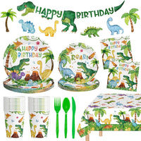 Litmitfu dinosaur birthday party supplies with plates, cups and banner