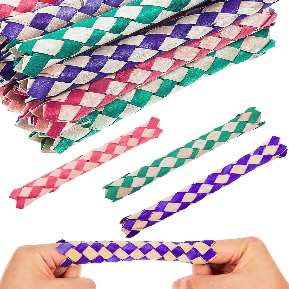 Syhood 24 Pcs Chinese Finger Traps Bamboo Party Favors Bird Chew Toy – Essentials for Birds - 24