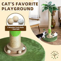 Cat Scratching Post 35'' Tall with Toy Mouse for Indoor Cats - Palm Green-33 Inches - image 4