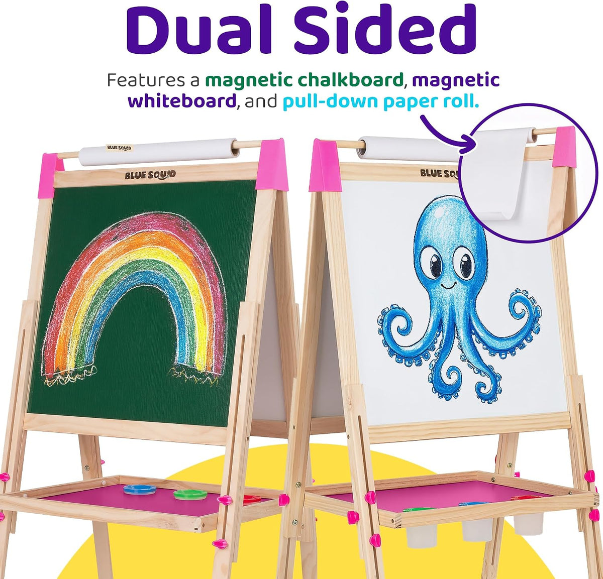 Blue Squid Art Easel for kids Paper Roll x 3 - XL Pink - image 2