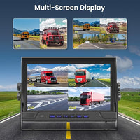 RV Backup Camera System 1080P, Hodozzy 9 Inch 4 Split Screen Monitor System, Waterproof 4 Reverse Cameras Night Vision Reversing Camera Kit for Car Truck/Trailer/Bus Truck/RV, DVR Loop Recording