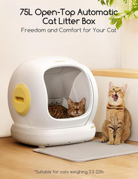MeoWant Self Cleaning Cat Litter Box, Open-Top Automatic Cat Litter Box with Safety Protection, App Control, Odor-Free, 75L Large Space for Multiple Cats