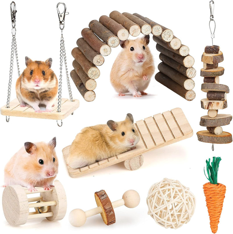 Hamster Chew Toys Set Small Animal Molar Toys Teeth Care Wooden